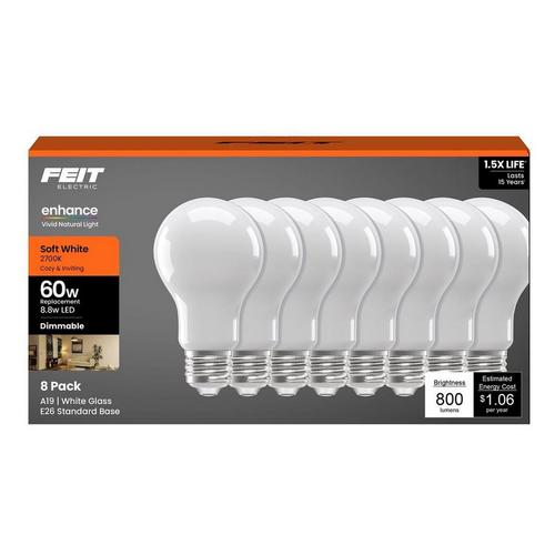 Feit Electric A19 E26 LED Soft White 60 Watt Bulbs - 8 Pack - Primary Image