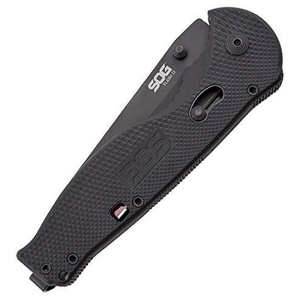 SOG Flash II Tanto Serrated Black TiNi Folding Black Pocket Knife