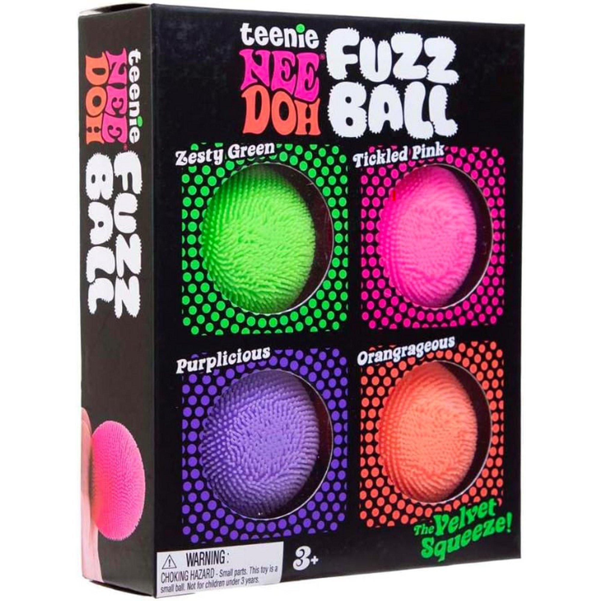 NeeDoh Teenie Fuzz Ball 4-Pack Squishy Fidget Toy - US teenie NEE DOH Fuzz Ball 4-Pack - Green Pink Purple Orange main image 1