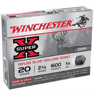 Winchester Super X Rifled Hollow Point Slug 20 Gauge Shotshells 5 Round Box