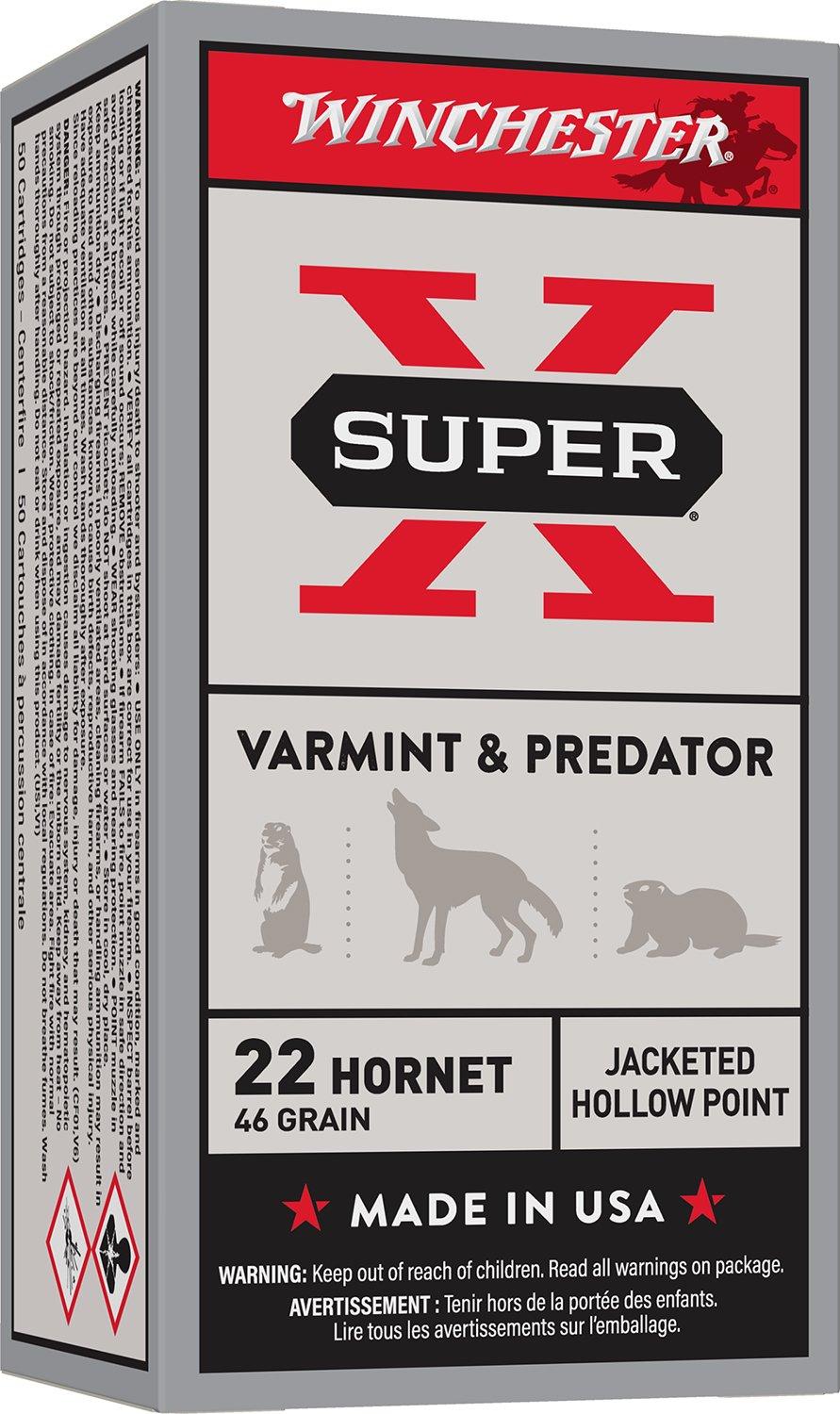 Winchester Super-X 22 Hornet Rifle Ammunition 50 Round Box