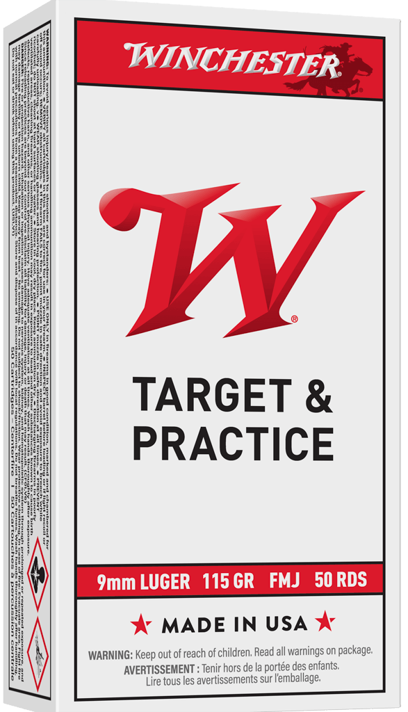 Winchester USA Target & Practice 9mm Handgun Ammunition 50 Round Box