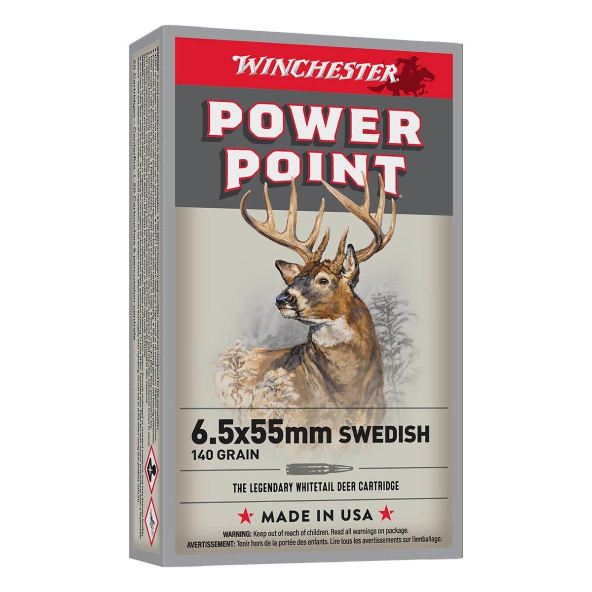 Winchester Super-X Power-Point 6.5 x 55mm Swedish Mauser Rifle Ammunition 20 Round Box