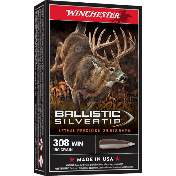 Winchester Ballistic Silvertip 308 Winchester Rifle Ammunition 20 Round Box