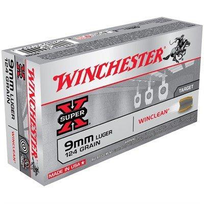Winchester Super-X Winclean Target 9mm Handgun Ammunition 50 Round Box