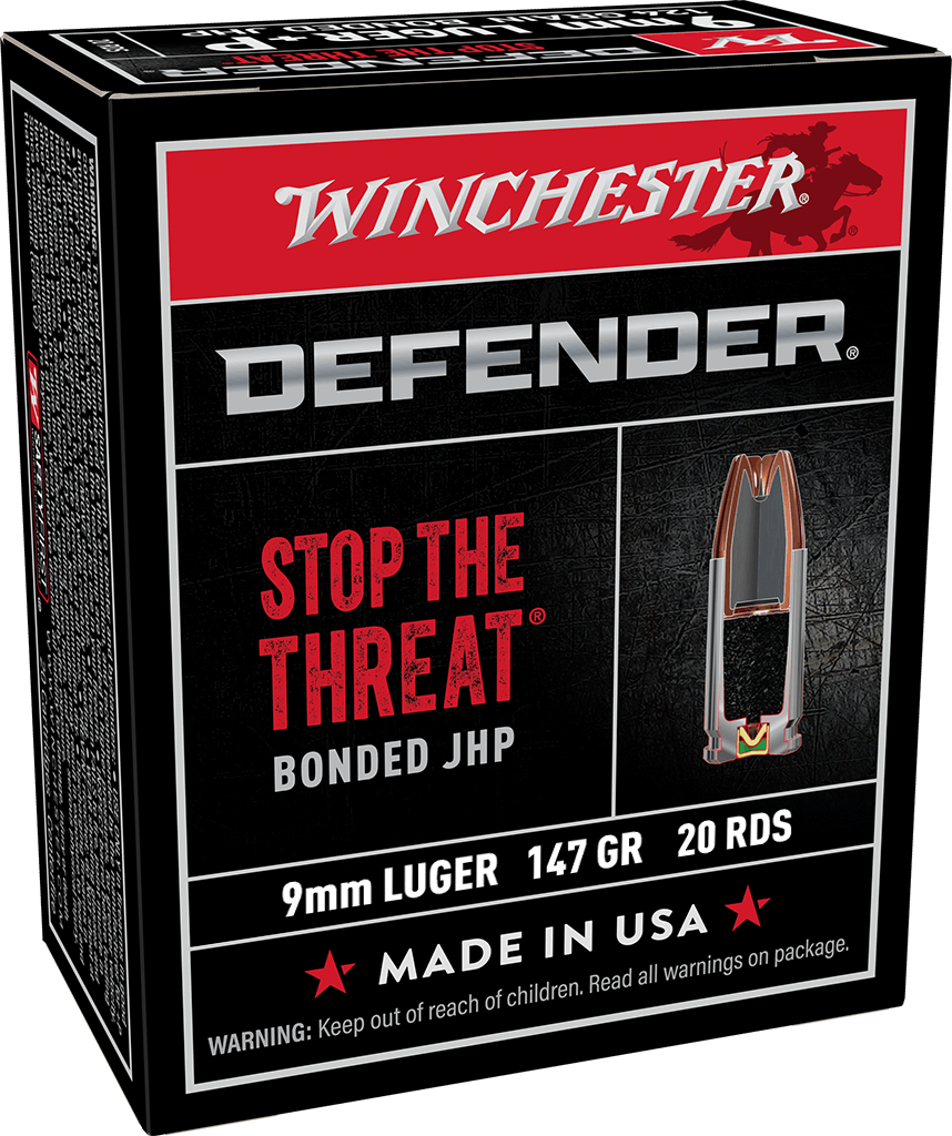 Winchester Defender 9mm Handgun Ammunition 20 Round Box