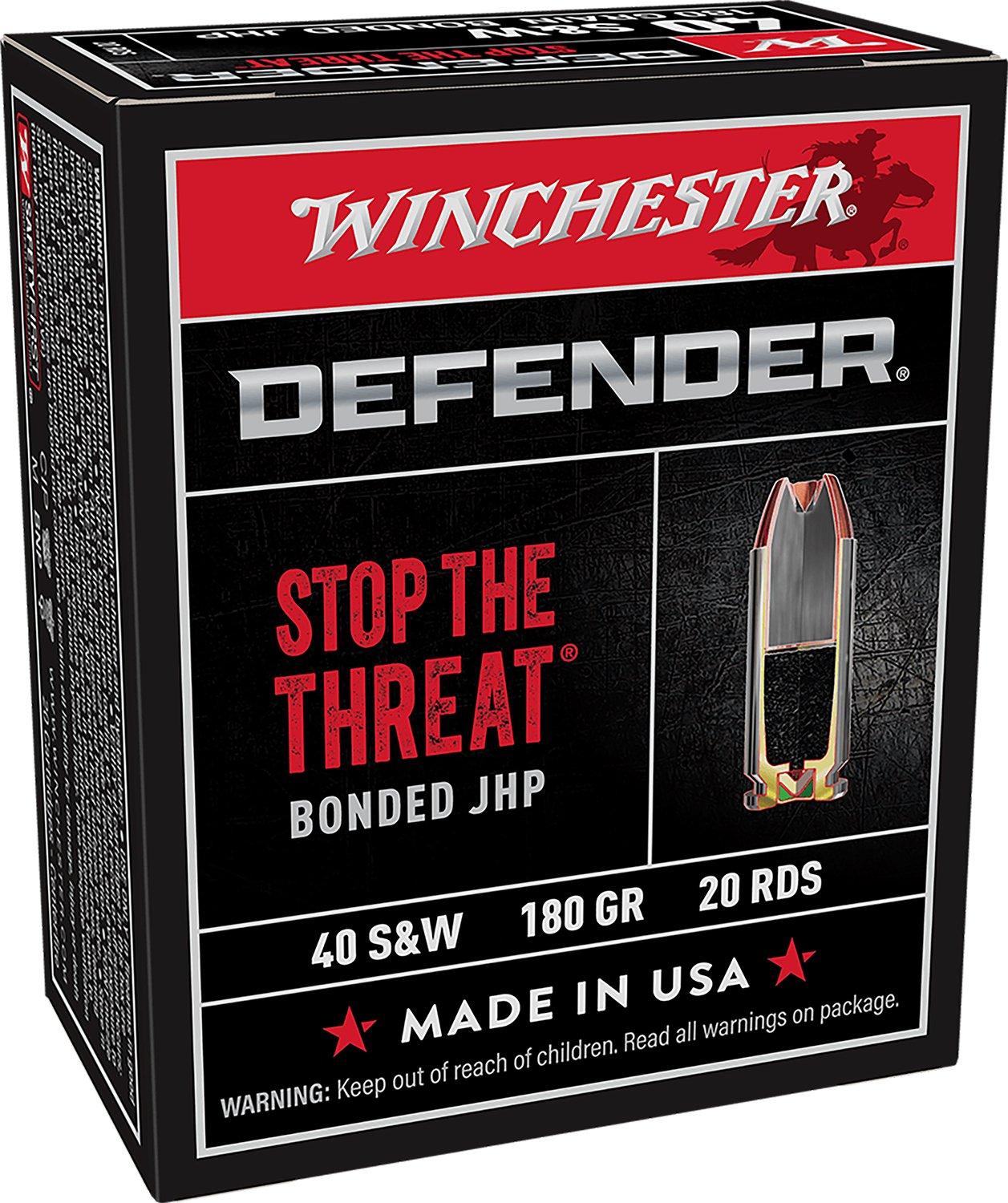 Winchester Defender 40 S&W Handgun Ammunition 20 Round Box