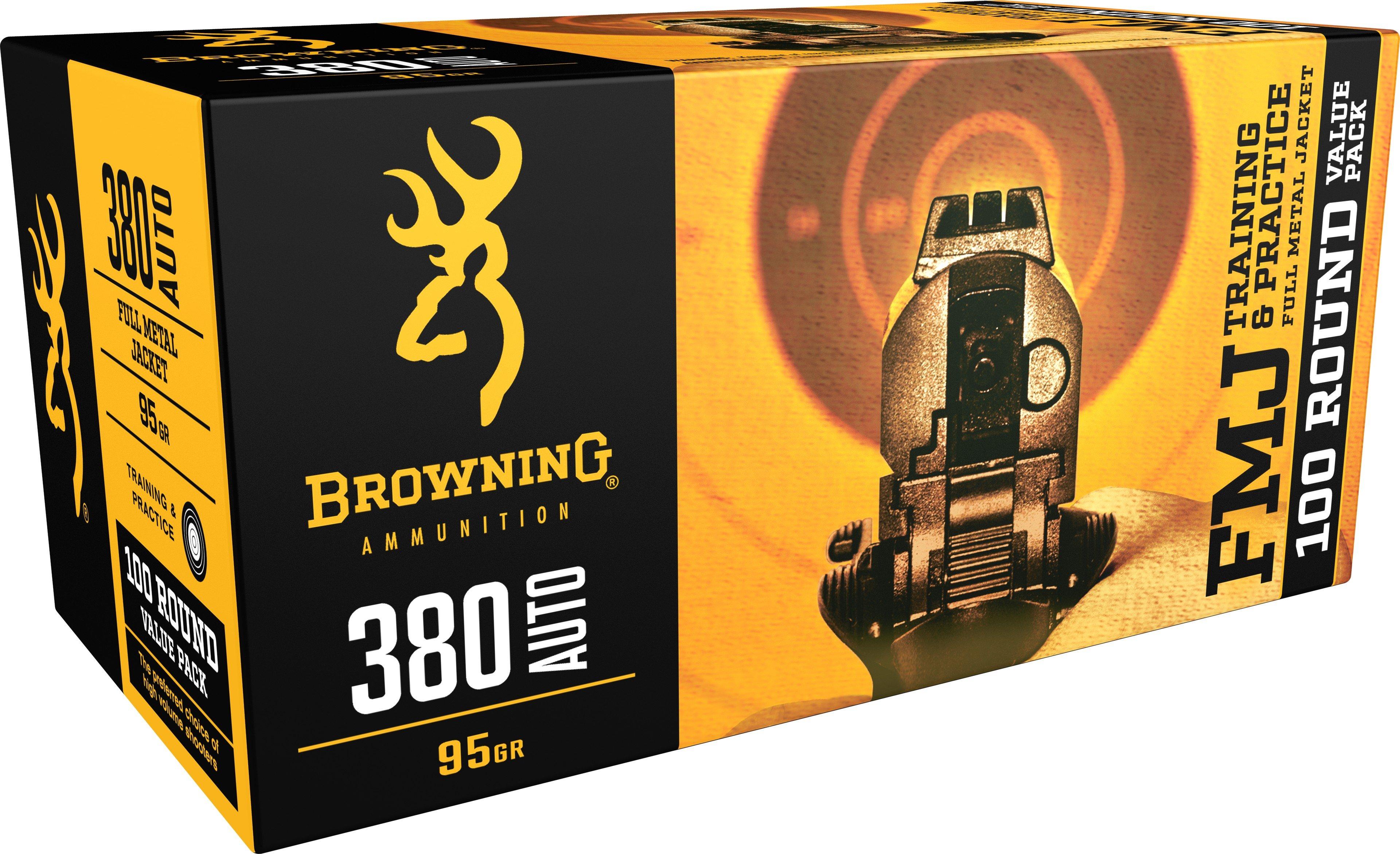 Browning Ammunition Browning FMJ Training & Practice 380 ACP Handgun Ammunition 100 Round Box
