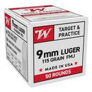 Blazer Ammunition Blazer Brass FMJ 9mm Handgun Ammunition 50 Round Box