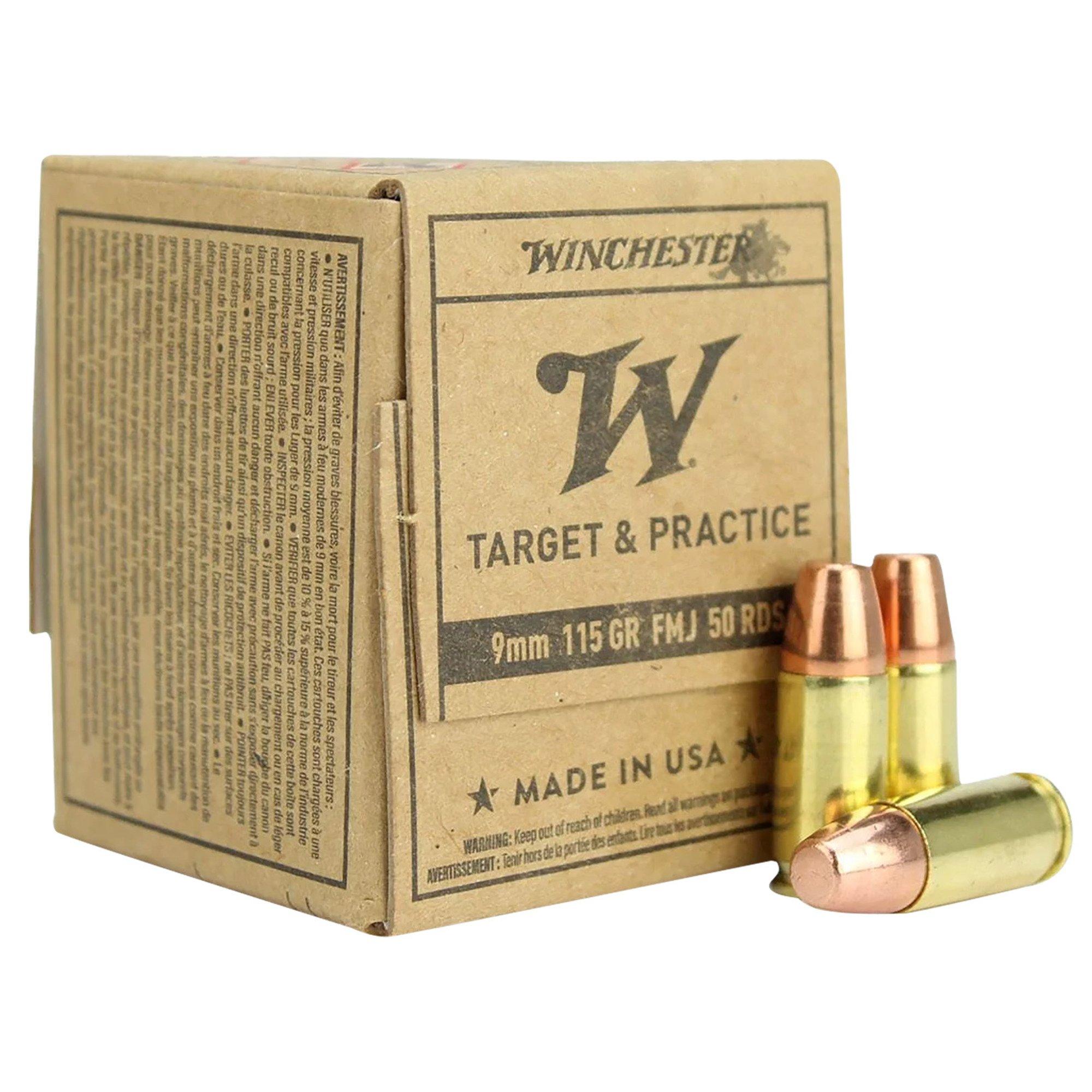Winchester USA FMJ 9mm Handgun Ammunition 50 Round Box