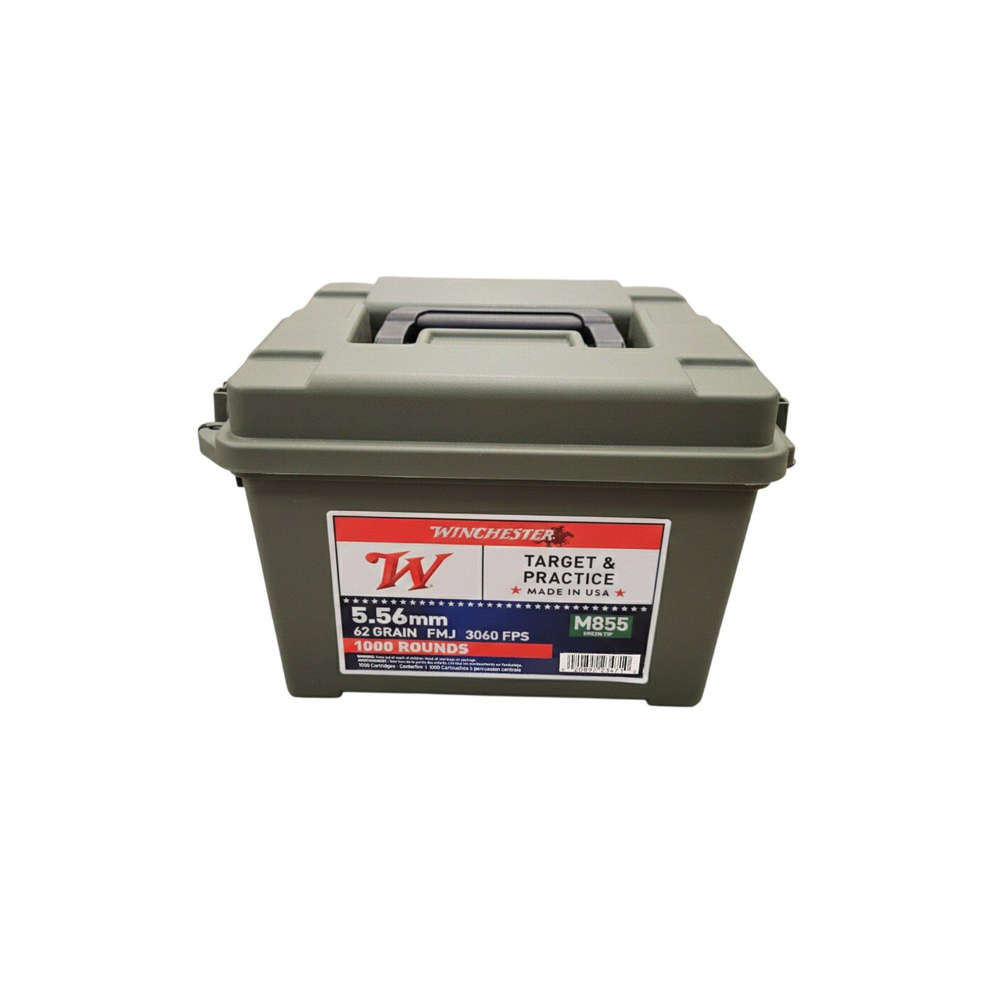 Winchester USA M855 Green Tip Can 5.56x45mm NATO Rifle Ammunition 1000 ...
