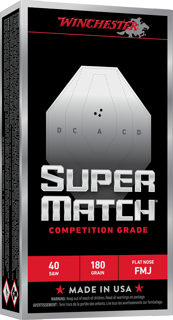Winchester Super Match Competition Grade 40 S&W Handgun Ammunition 50 Round Box