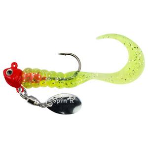 Fluorescent Red/Clear Chartreuse Sparkle - Johnson Crappie Buster Spin'R Grub