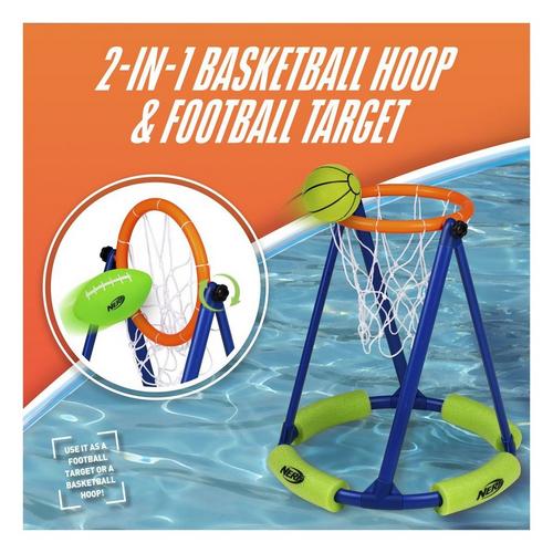 NERF Floating Pool Basketball Hoop & Football Target Net Set - Primary Image