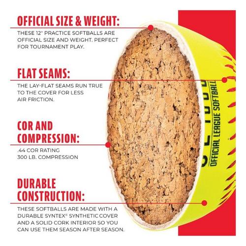 Franklin 12" Fastpitch Practice Softballs - 12 Pack - Primary Image