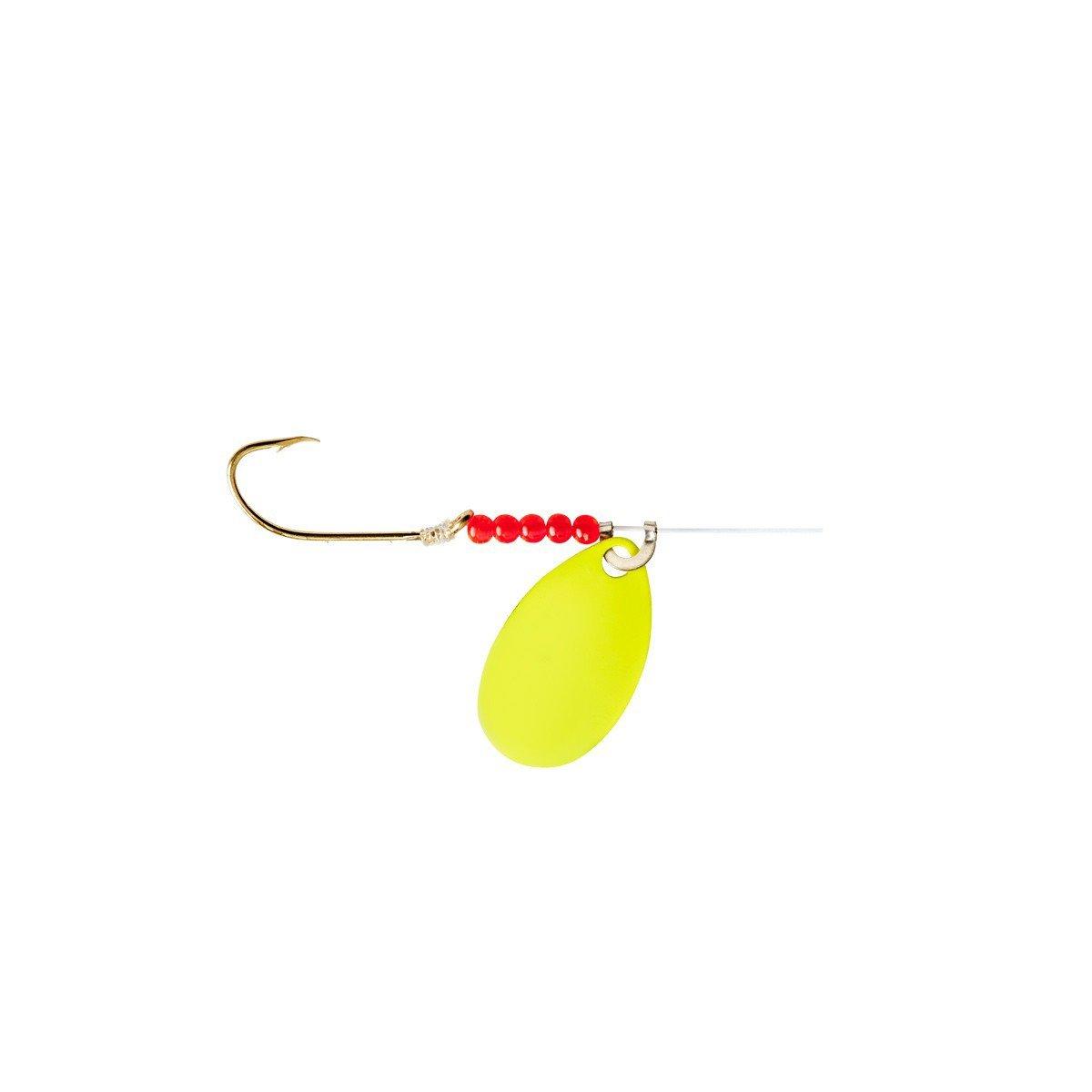 15598::Chartreuse - Little Joe Red Devil Single Hook Spinner