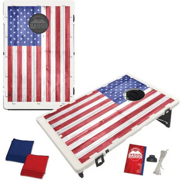 Baggo American USA Flag Wood Texture Portable Cornhole Style 2x3 Baggo Bean Bag Toss Game