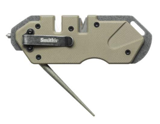 Affilatoio Tascabile Smith's PP1 Tactical Tan: Diamantato, Rompivetro E Clip Da Taschino