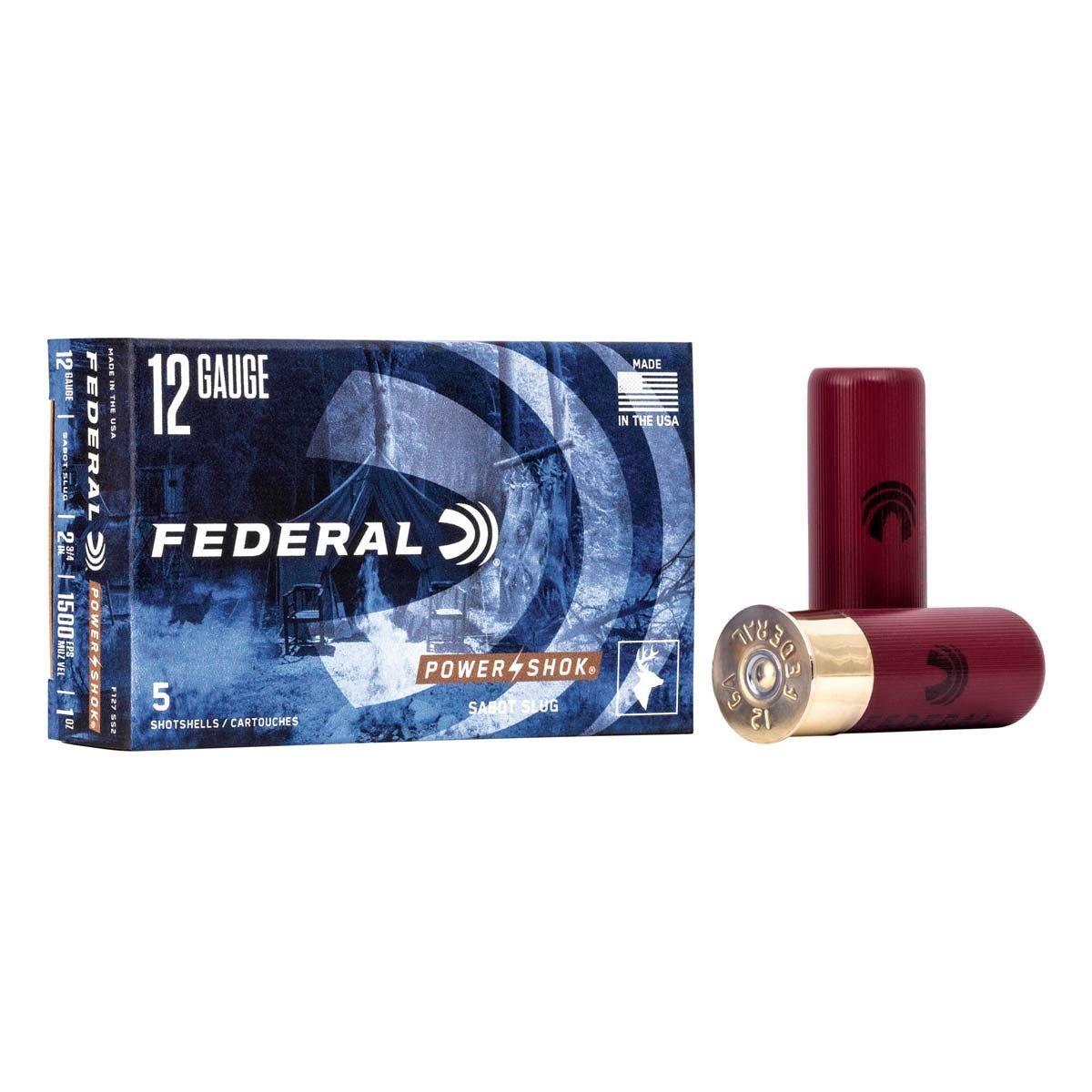 Federal Power Shok Sabot Slug 12 Gauge Shotshells 5 Round Box