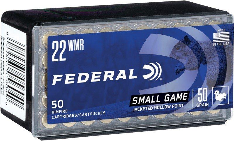 Federal Small Game JHP 22 Winchester Magnum Rimfire (WMR) Rimfire Ammunition 50 Round Box