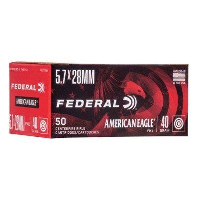 Federal American Eagle FMJ 5.7x28mm Handgun Ammunition 50 Round Box