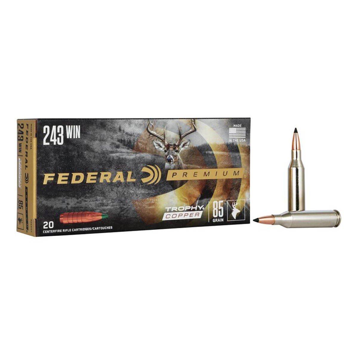 Federal Premium Trophy Copper 243 Winchester Rifle Ammunition 20 Round Box