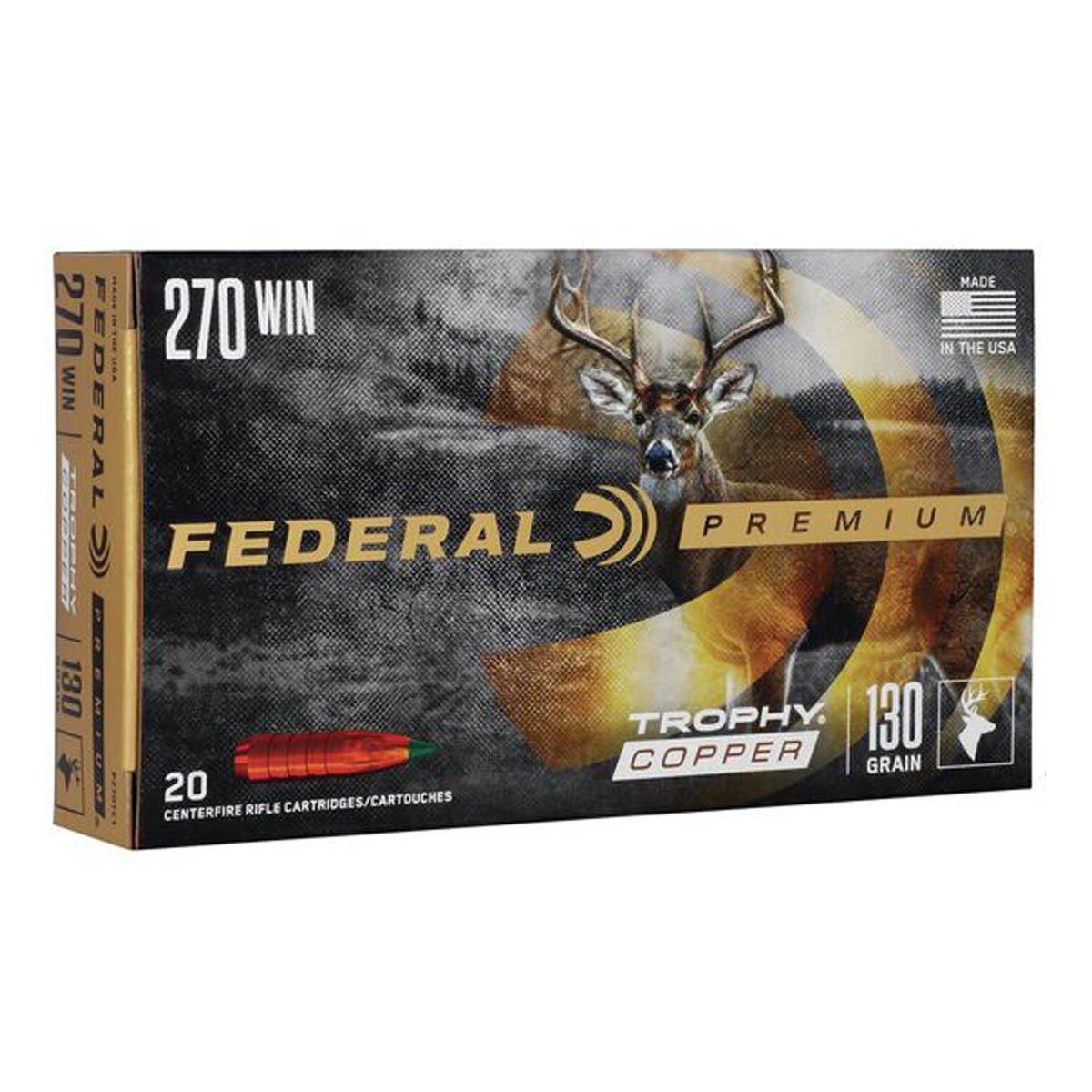Federal Premium Trophy Copper 270 Winchester Rifle Ammunition 20 Round Box