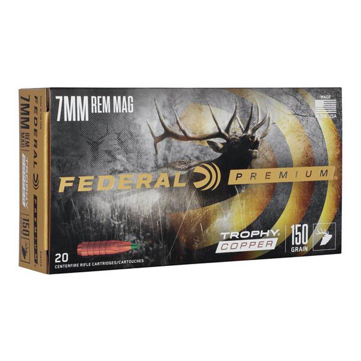 Federal Premium Trophy Copper 7mm Remington Magnum Rifle Ammunition 20 Round Box