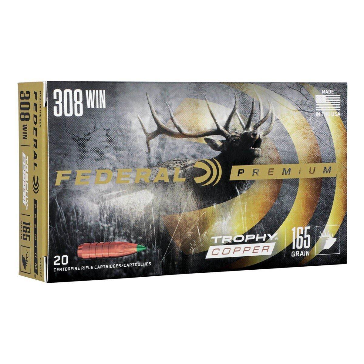 Federal Trophy Copper 308 Winchester Rifle Ammunition 20 Round Box