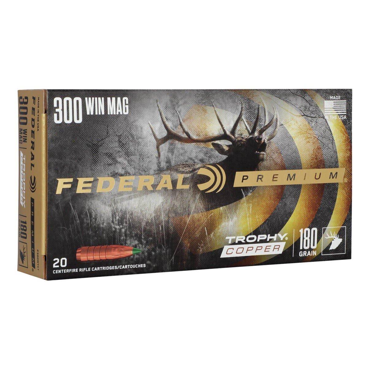 Federal Premium Trophy Copper 300 Winchester Magnum Rifle Ammunition 20 Round Box