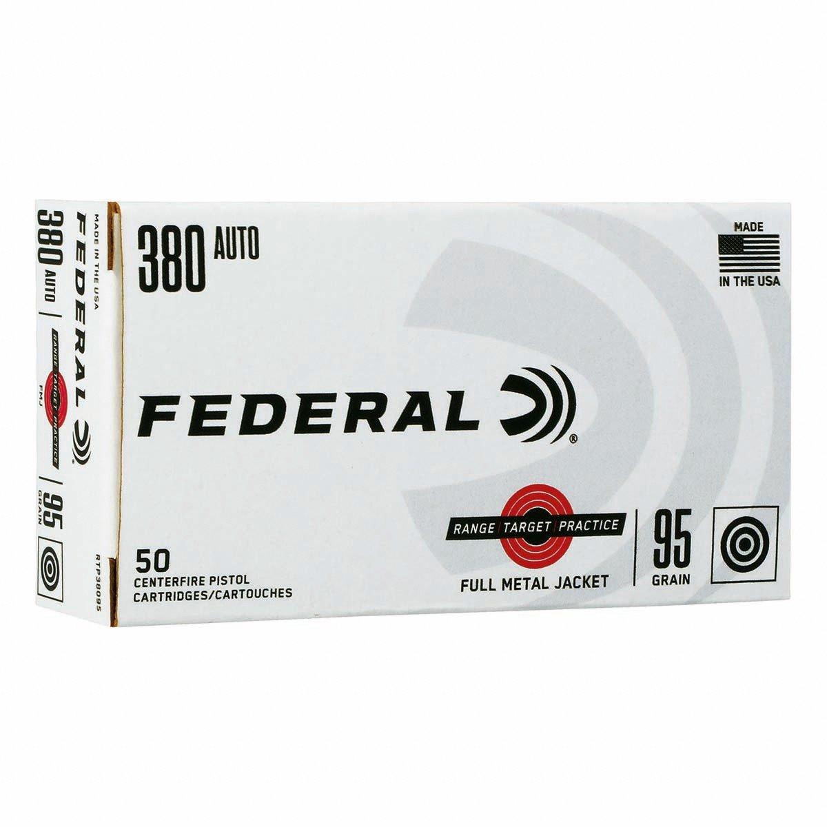 Federal Range Target Practice FMJ 380 ACP Handgun Ammunition 50 Round Box