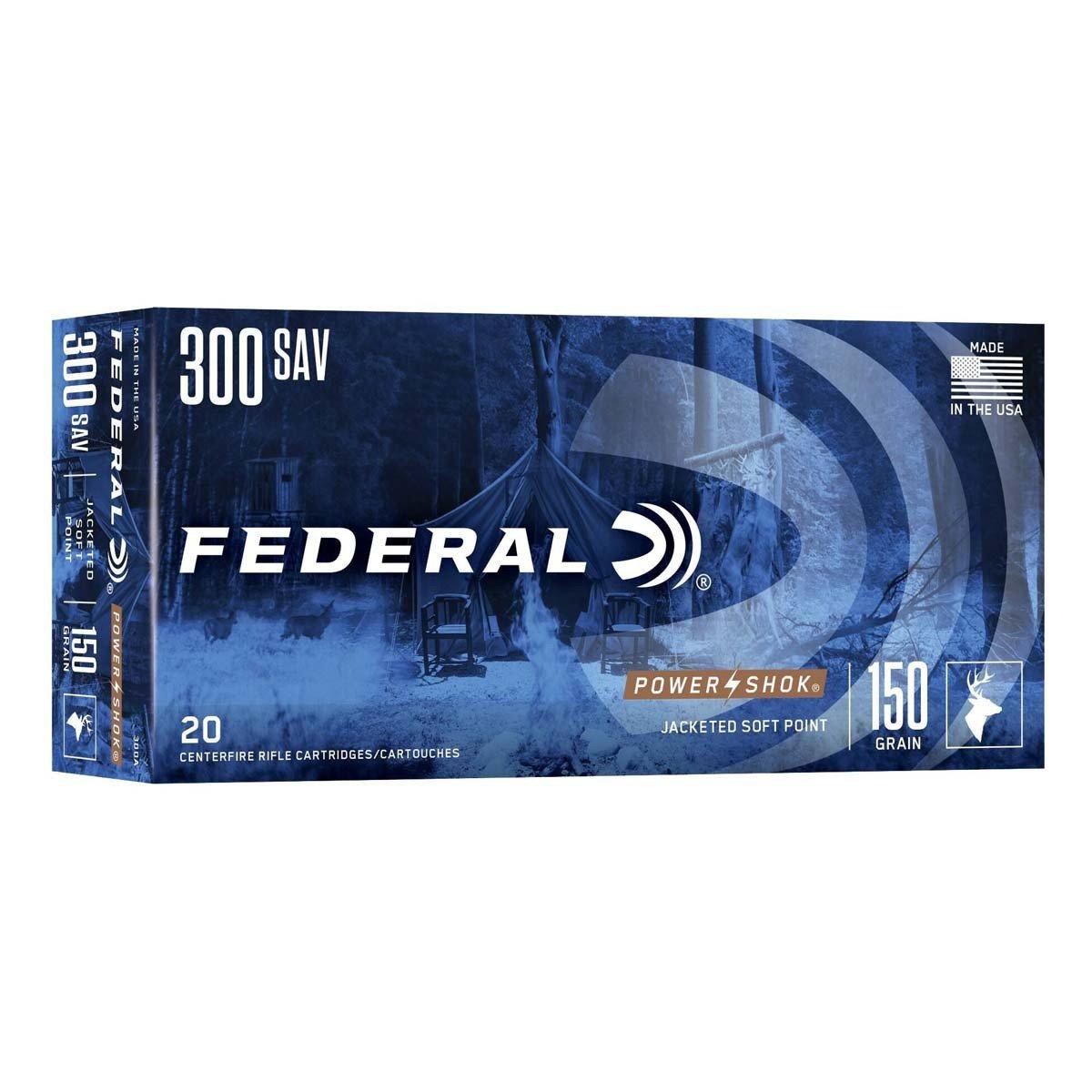 Federal Power Shok 300 Savage Rifle Ammunition 20 Round Box