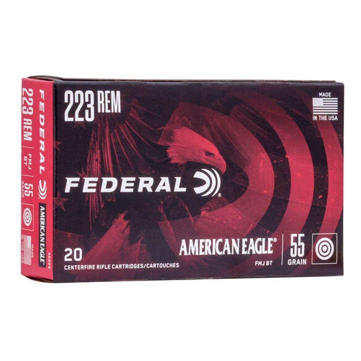 Federal American Eagle 223 Remington Rifle Ammunition 20 Round Box