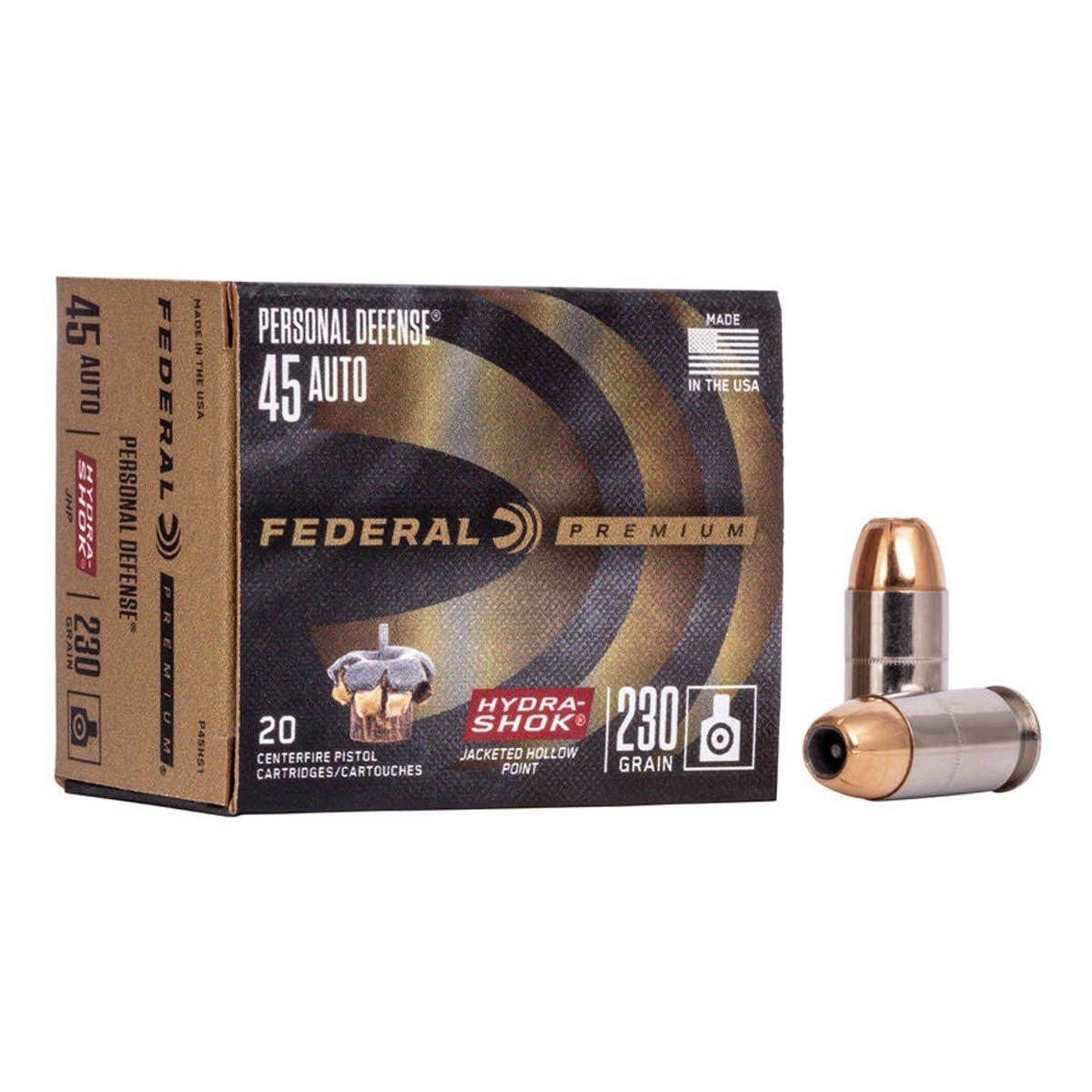 Federal Personal Defense Hydra-Shok 45 ACP Handgun Ammunition 20 Round Box