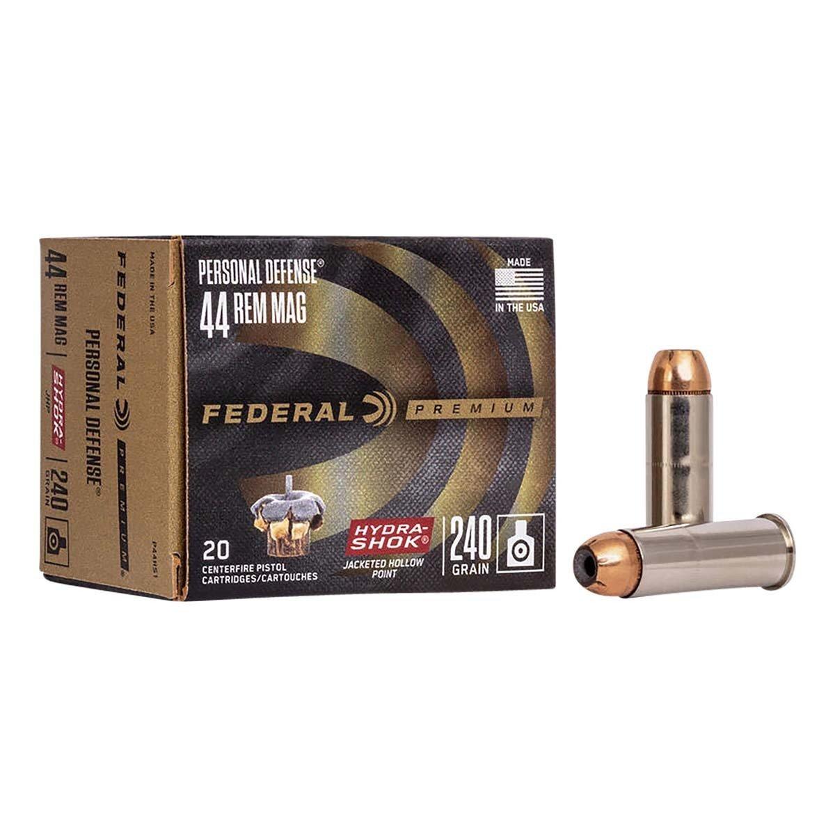 Federal Personal Defense Hydra-Shok 44 Remington Magnum Handgun Ammunition 20 Round Box