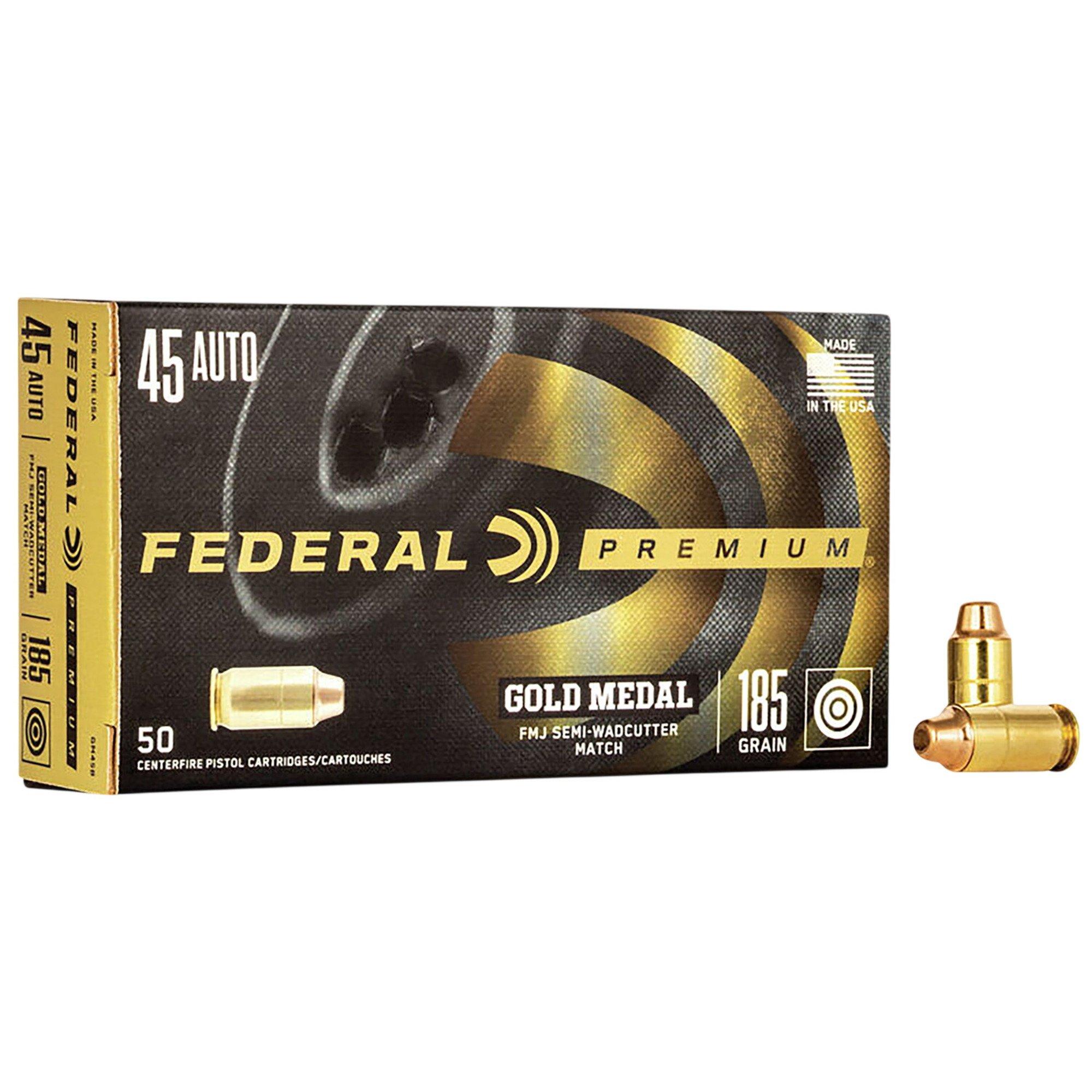 Federal Premium Gold Medal 45 ACP Handgun Ammunition 50 Round Box