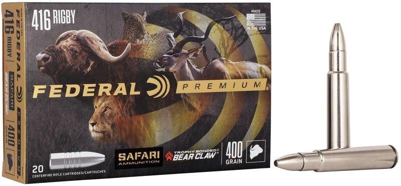 Federal Premium Safari Trophy Bonded Bear Claw 416 Rigby Rifle Ammunition 20 Round Box