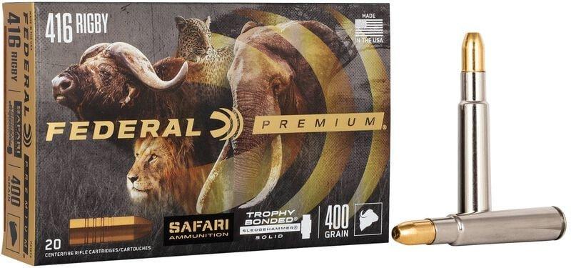 Federal Safari Trophy Bonded Sledgehammer Solid 416 Rigby Rifle Ammunition 20 Round Box