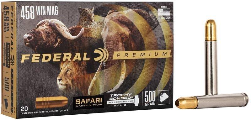 Federal Safari Trophy Bonded Sledgehammer Solid 458 Winchester Magnum Rifle Ammunition 20 Round Box