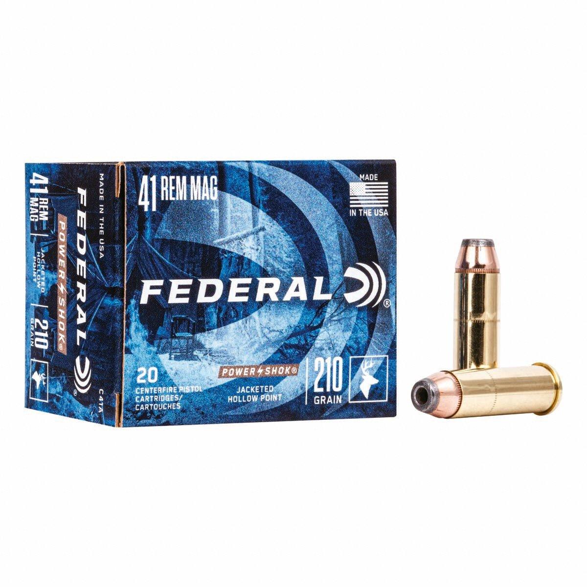 Federal Power-Shok Handgun JHP 41 Remington Magnum Handgun Ammunition 20 Round Box