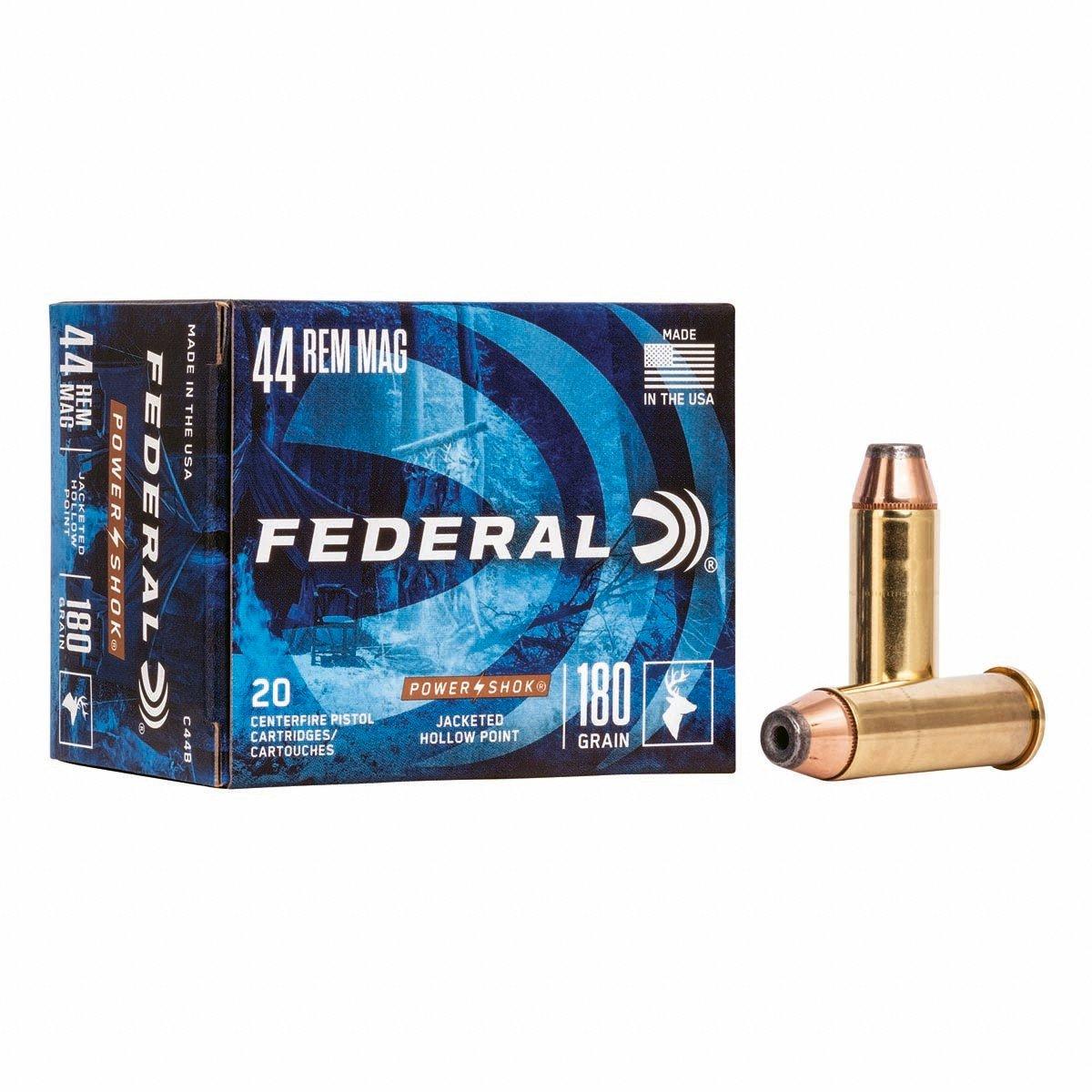 Federal Power Shok JHP 44 Remington Magnum Handgun Ammunition 20 Round Box