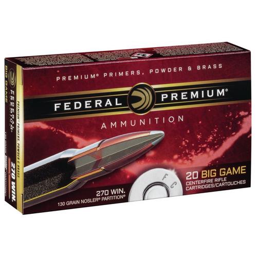 Federal Premium Nosler Partition 270 Winchester Rifle Ammunition 20 Round Box