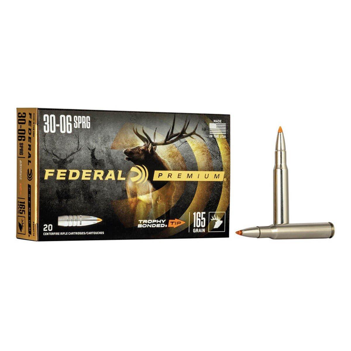 Federal Trophy Bonded Tip 30-06 Springfield Rifle Ammunition 20 Round Box