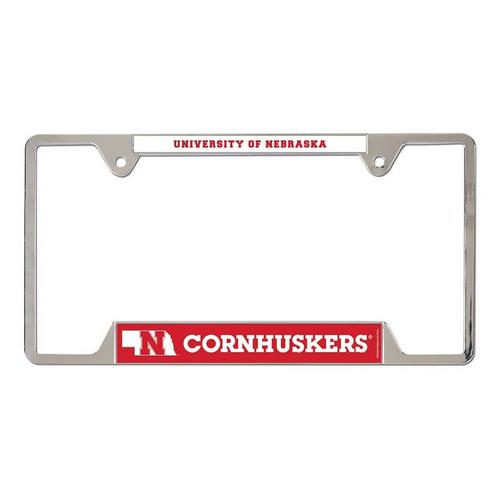 Wincraft Nebraska Cornhuskers w/State Logo Metal License Plate Frame - Primary Image