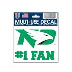 Wincraft North Dakota Fighting Hawks #1 Fan 3"x4" Decal - Thumbnail 1 of 2