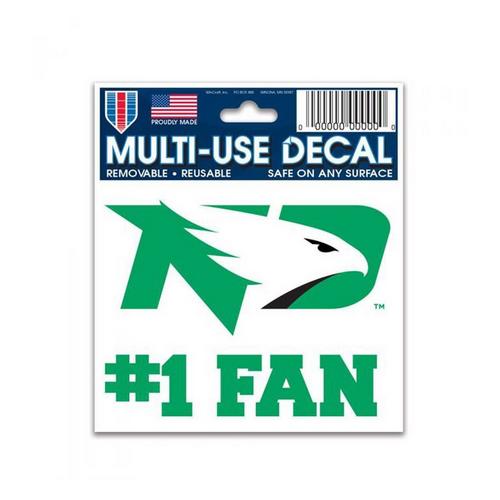 Wincraft North Dakota Fighting Hawks #1 Fan 3"x4" Decal - Primary Image