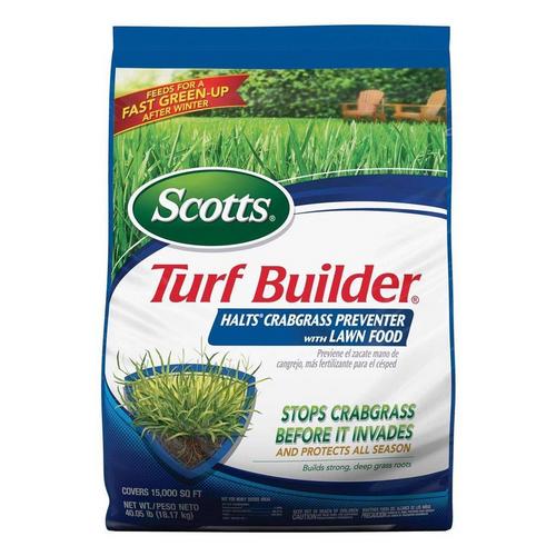 Scotts Turf Builder Halts Crabgrass Preventer Lawn Fertilizer For Multiple Grass Types 15000 sq ft - Primary Image