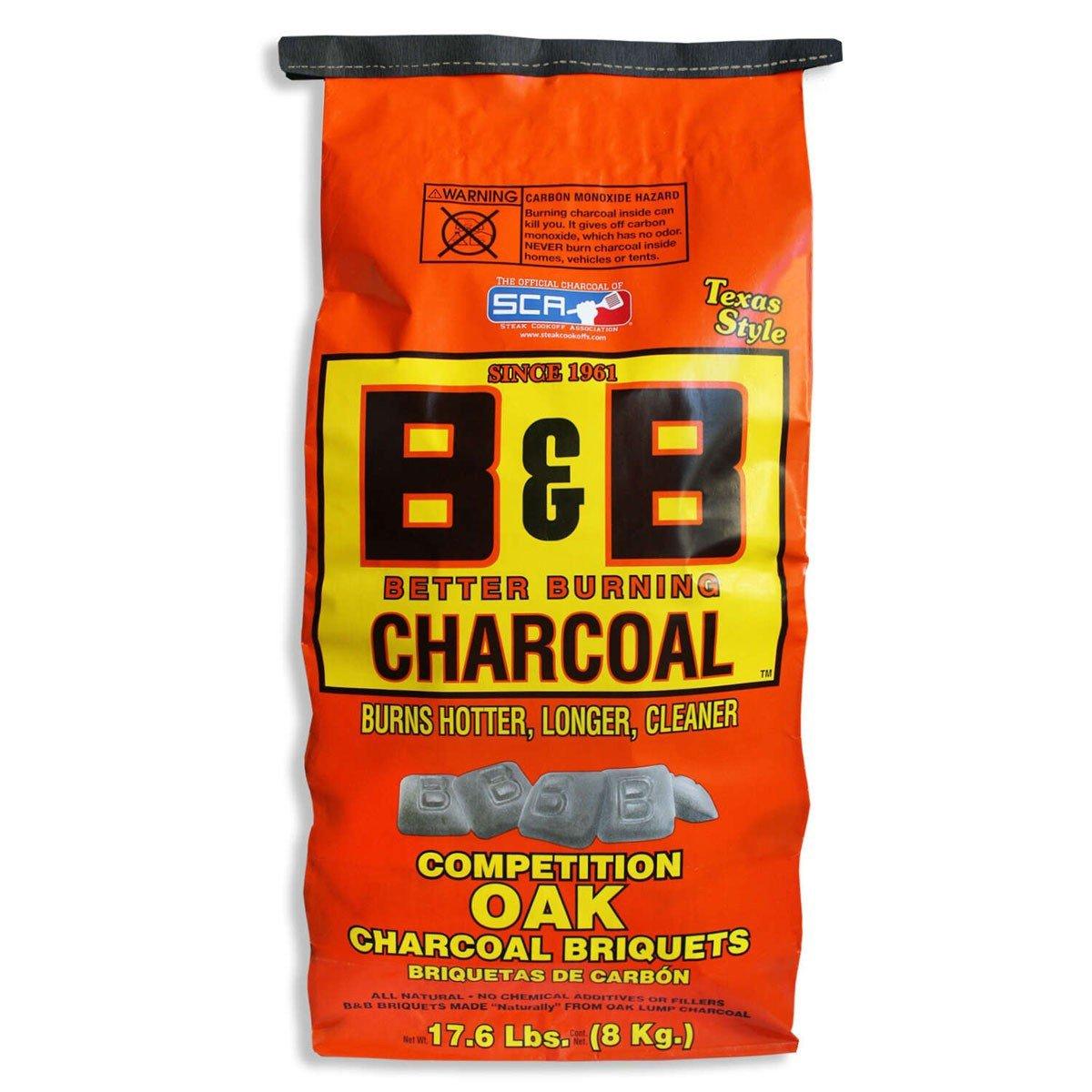 B&B Charcoal All Natural Oak & Hickory Hardwood Charcoal Briquettes 17.6 lb - B&B Charcoal