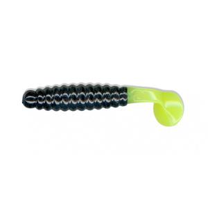 Black Chartreuse Tail - Slider Crappie Grub 1.5-Inch 15 Pack