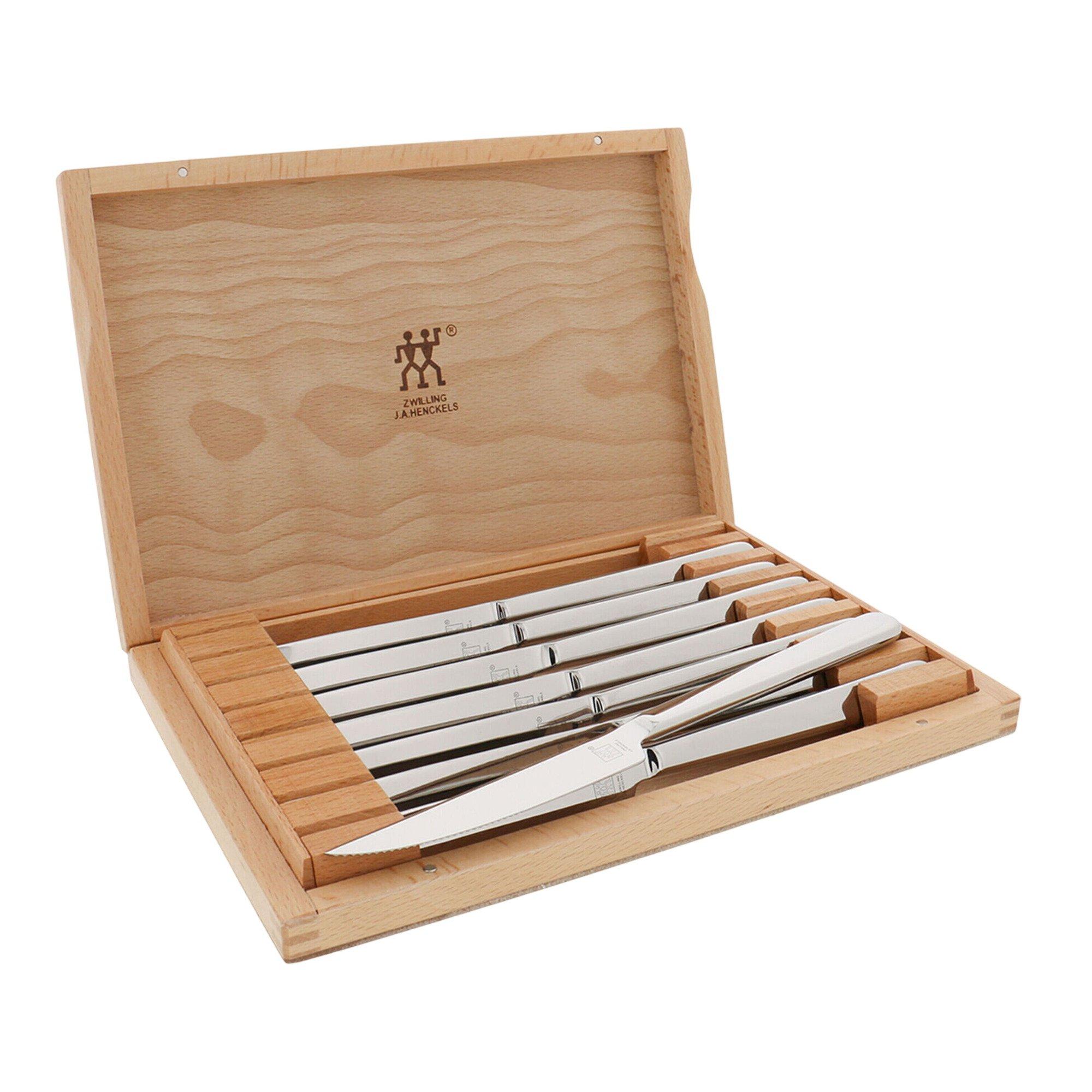 Zwilling 8 Piece Stainless Steel Steak Knife Set with Wood Presentation Case Kitchen Knife - Zwilling